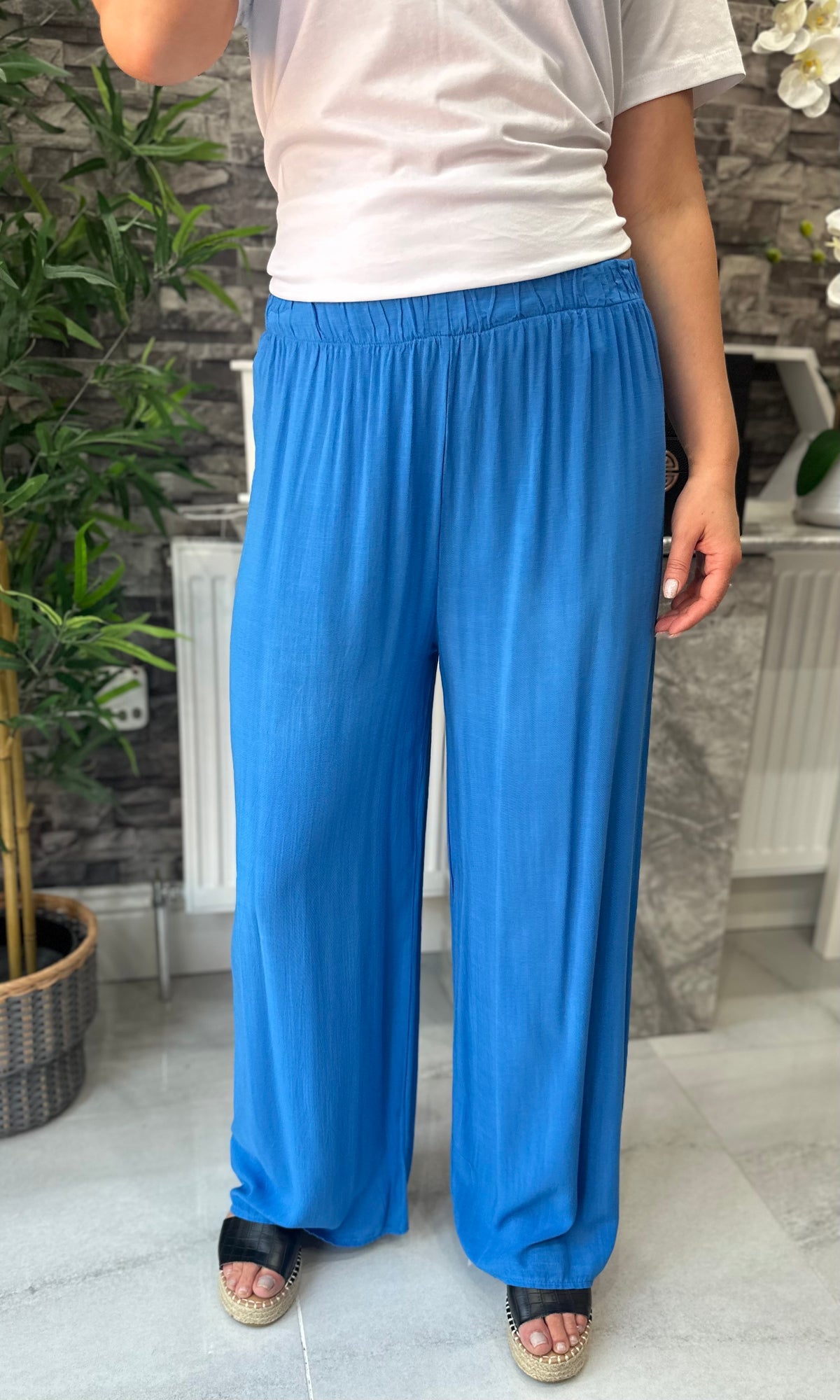Made In Italy Chloe Palazzo Trousers - Royal Blue