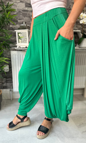 Made In Italy Kiera Harem Pants - Emerald Green