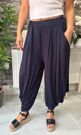 Made In Italy Kiera Harem Pants - Navy Blue