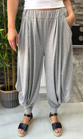 Made In Italy Kiera Harem Pants - Light Grey