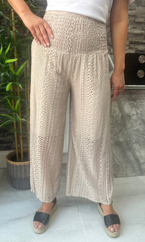Made In Italy Rhianna Crotchet Trousers - Beige