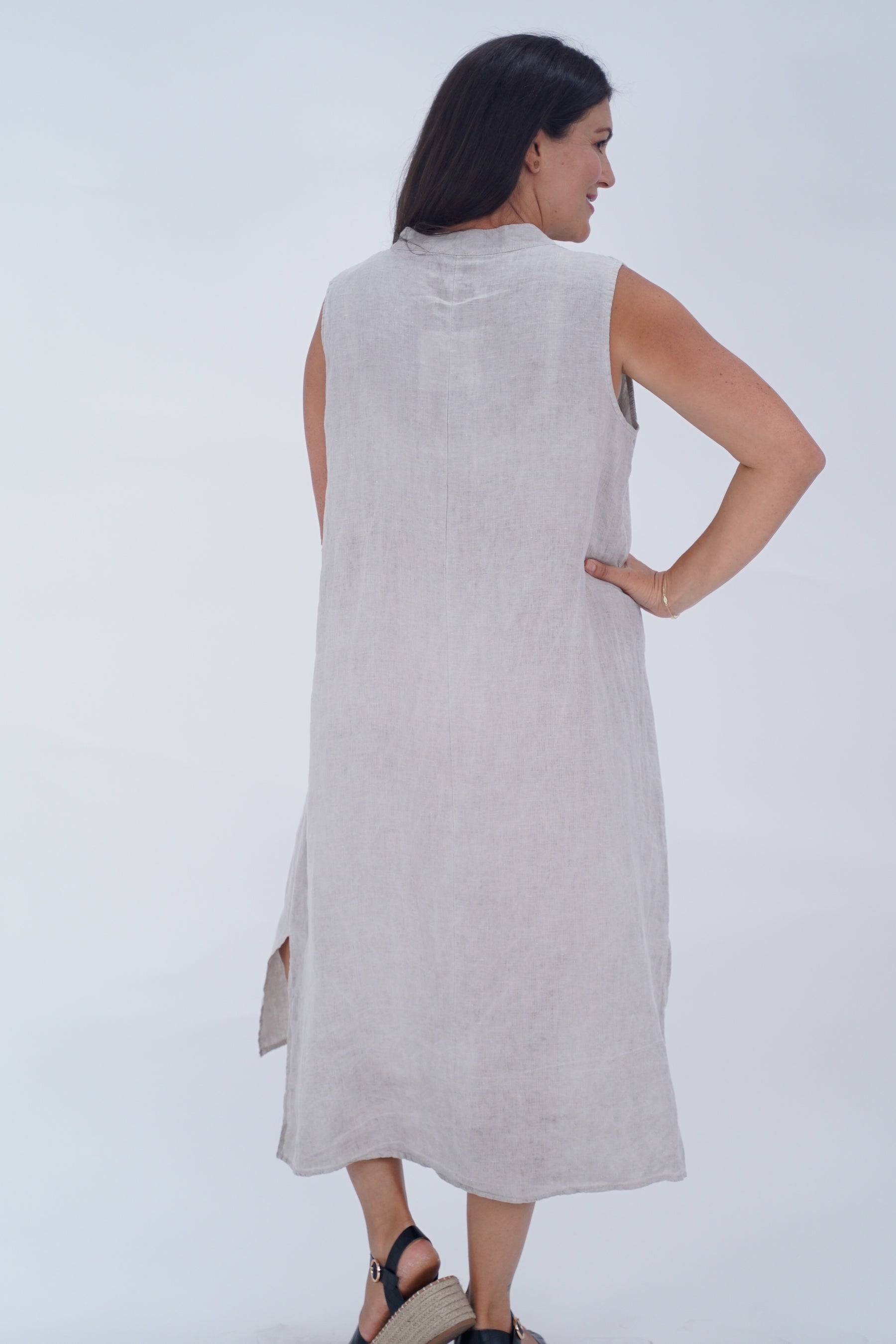 Made In Italy Esme Embroidered Linen Dress