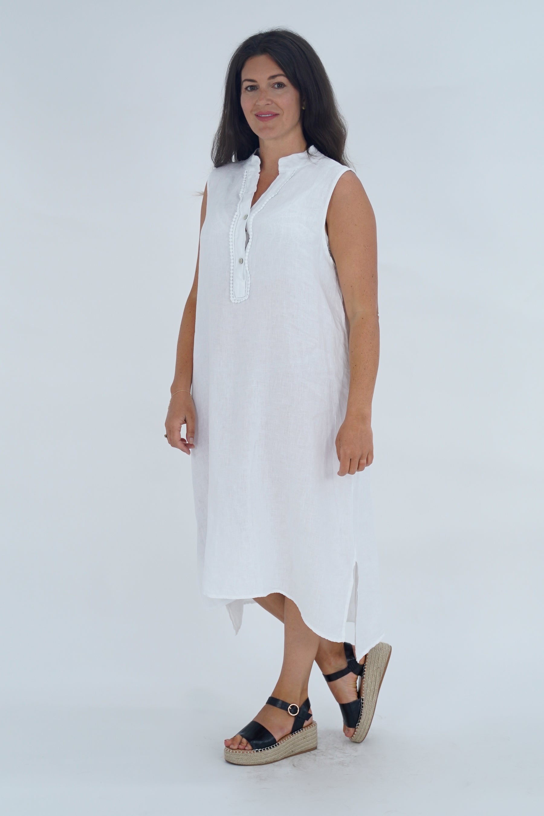Made In Italy Esme Embroidered Linen Dress