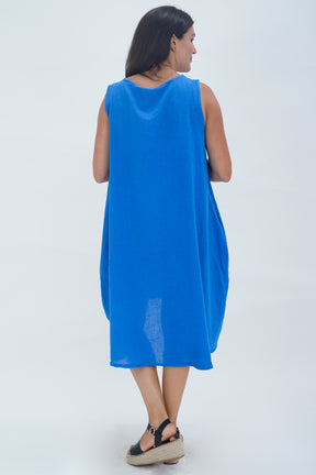 Made In Italy Emily Linen Eyelet Pocket Dress
