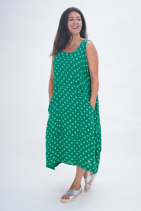 Made In Italy Lazio Polka Dot Linen Dress