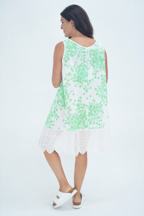Made In Italy Lily Floral Print Eyelet Dress