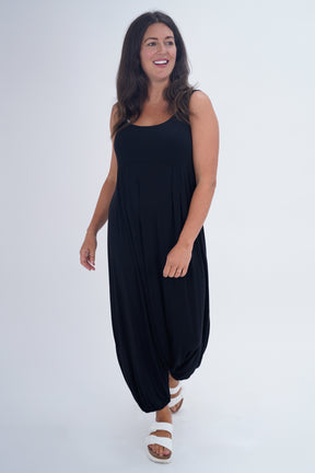 Made In Italy Alba Plain Harem Jumpsuit - Black