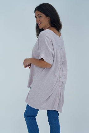 Made In Italy Ruby Button Back Linen Tunic Top